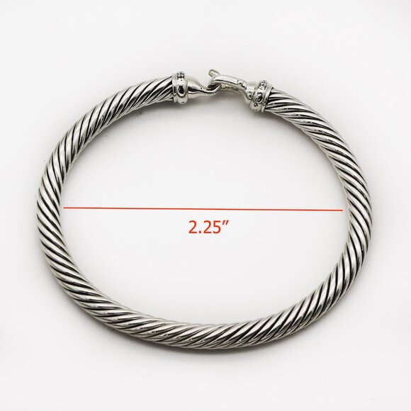 David Yurman 925 Silver and Diamonds Cable Hook Buckle Bangle Bracelet - Picture 7 of 7